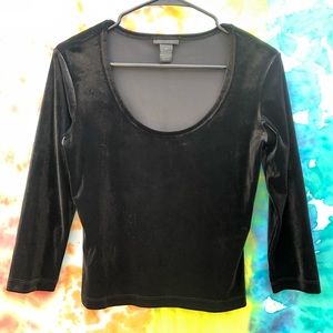 Vintage The Limited 3/4 Sleeve Top Black Velvet